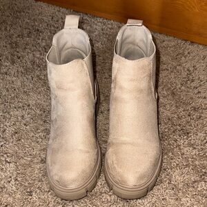 Soda Cream Faux Suede Ankle Boots